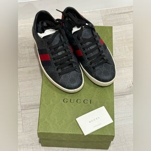 GUCCI ACE GG Supreme Authentic BLUE RED Sneakers Shoe